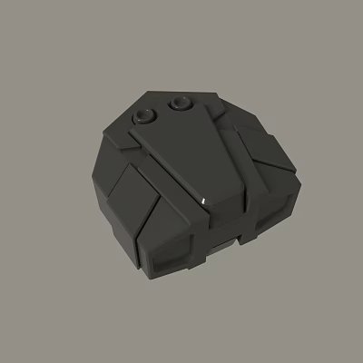 Black Geometric Mechanical Part With Polygonal Surface And Two Circular Holes 3d model