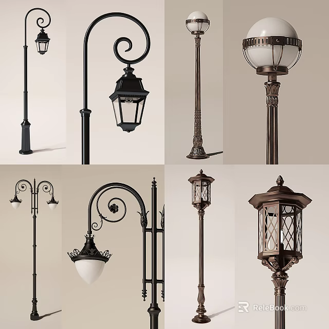 Outdoor Lights With Classic Designs Curved Brackets And Glass Shades For Exterior Use 3d model 