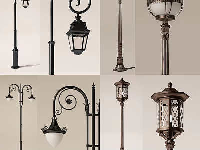 Outdoor Lights With Classic Designs Curved Brackets And Glass Shades For Exterior Use 3d model