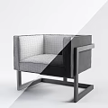 Modern Black Accent Chair With Square Arms And Metal Frame Design