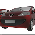 Two Red Compact Cars Parked Side by Side Front View Stylish Design 3d model
