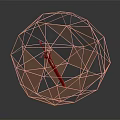 Modern Decorative Ornament Set With Spherical Geometric Wireframe And Golden Transparent Panels