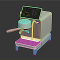 Modern Electric Coffee Machine with Digital Display and Wooden Handle in White Design