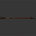 Ancient Long Handled Weapon With Carved Patterns And Metal Decorated Ends 3d model