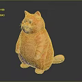 Orange Fat Cat Standing 3D Model With Orange Stripes And Gray Background