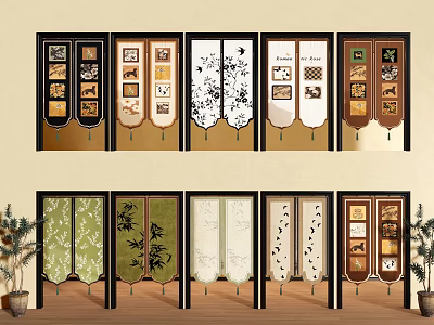 Various Traditional and Modern Curtains with Diverse Patterns Colors and Styles 3d model