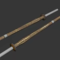 Traditional Martial Arts Dual Weapons with Bamboo Handles and White Metal Accents