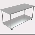 Modern Functional Metal Table with Two Tier Design and Mobile Casters for Home Office Use 3d model