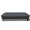 Modern Gray Tufted Upholstered Ottoman With Dark Wooden Legs For Living Room