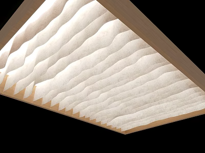 Modern Ceiling Design Featuring Wavy White Textures And Wooden Border Accent Details 3d model