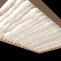 Modern Ceiling Design Featuring Wavy White Textures And Wooden Border Accent Details