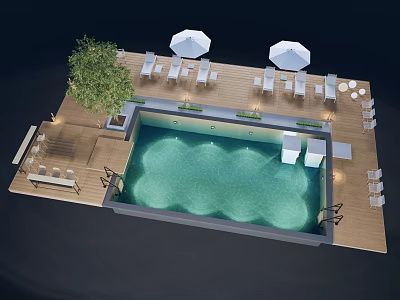Modern Courtyard Beach Chair Bar Table Bar Chair Courtyard Swimming Pool Outdoor Swimming Pool Community Swimming Pool Recliner Outdoor Leisure Sofa 3d model