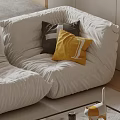 Cozy White Sofa With Gray And Yellow Throw Pillows Featuring Letter L Design 3d model