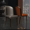 Modern White And Orange Dining Chairs With Diamond Quilted Back And Golden Legs