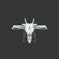 White Fighter Jet 3D Model Displayed in Front View Against Black Background 3d model