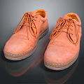 Orange Leather Lace Up Casual Shoes With Dark Sole And Stylish Design