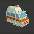 Toy Ambulance With White Body Orange Stripes Blue Windows And Roof Lights