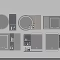 Bathroom Mirror Designs Featuring Storage Shelf And Bottles In Various Styles