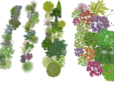 Vibrant Collection Of Various Green Plants And Colorful Flower Species 3d model