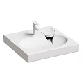 White And Black Square Countertop Washbasin With Modern Design
