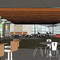 Spacious Indoor Public Space Featuring Curved Roof Glass Walls Palm Trees And Circular Water Pools