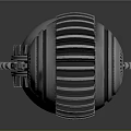 Metallic Spheres With Different Mechanical Designs Blue Accents Gear Details And Red Center