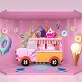 Pink Display Space With Ice Cream Truck Donuts And Ice Cream Cone Decorations