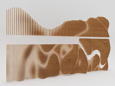Elegant Modern Wooden Wall Decor With Wavy Striped Patterns And Texture 3d model