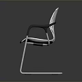 Modern Office Chair With White Mesh Back Black Armrests Gray Seat And Silver Metal Frame