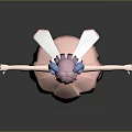 Anime 3D Character Girl With Blue Ram Horns Pink Petal Dress And Outstretched Arms