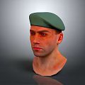 Green Beret Hat On Male Head 3D Model Render With Realistic Details 3d model