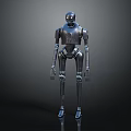 Black Humanoid Robot With Metallic Mechanical Structure Standing On Dark Background 3d model