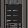 Black Traditional Entryway Side Cabinet With Double Doors And Decorative Wooden Legs