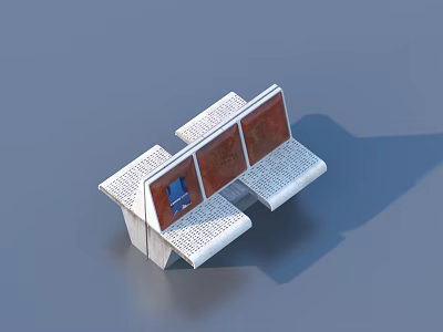 Modern Outdoor Chairs With Textured Seats And Wooden Divider Panels 3d model