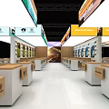Westfield Australia Shopping Center Interior With Service Counters And River View