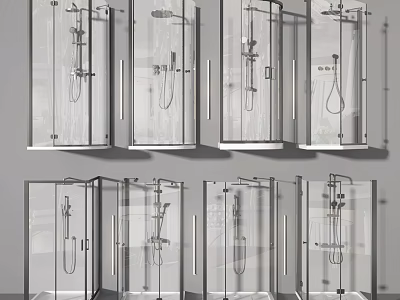 Modern Shower Sauna Glass Enclosures With Multiple Styles And Shower Systems 3d model