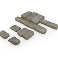 Gray Bricks Of Different Sizes And Shapes Arranged For Building Use 3d model