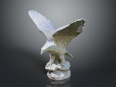 Majestic Eagle Statue with Spread Wings Perched on Rock Base 3d model