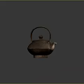 Traditional Cast Iron Teapot With Woven Texture Curved Handle And Round Knob Lid