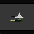 White Double Peaked Tent With Sues Lettering Green And Blue Accents Wooden Outdoor Seating Furniture