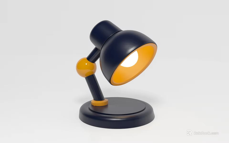 Modern Design Black Table Lamp With Yellow Shade And Illuminated Warm Light 3d model 
