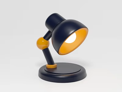 Modern Design Black Table Lamp With Yellow Shade And Illuminated Warm Light 3d model