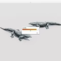 Two Realistic Gray Scaled Reptile Lizards On White Background 3D Rendering