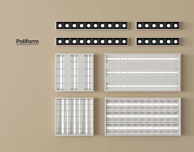 Modern Grille Lighting Fixtures with Diverse Grid Patterns and Design Styles 3d model