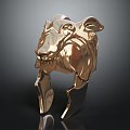 Shiny Gold Wolf Head Shaped Metallic Accessory For Fashion Clothing Decoration
