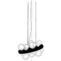 Modern Transparent Glass Globe Chandelier with Black Circular Base and Stylish Lighting Design