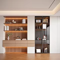 Modern Sideboard With LED Strip Lights Open Shelves And Glass Doors For Living Room