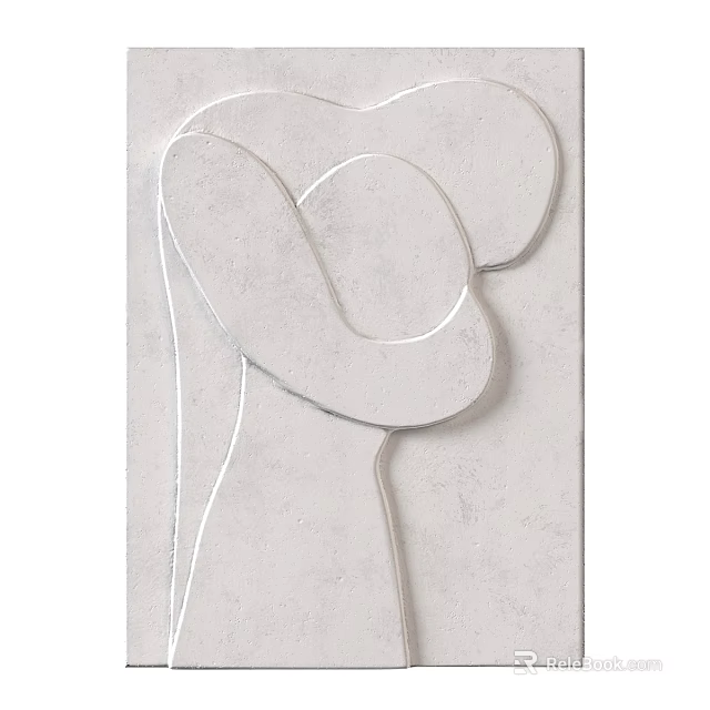 Minimalist Abstract Painting With Flowing Lines Soft Shapes And Light Tones 3d model 