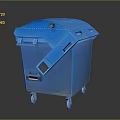 Blue Plastic Trash Bin With Lid And Wheels For Waste Disposal