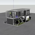 Modern Two Story Container House With White Railings Staircase Terrace And Plants